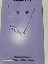 Gold-tone Script Zodiac Pendant Necklace and Earrings